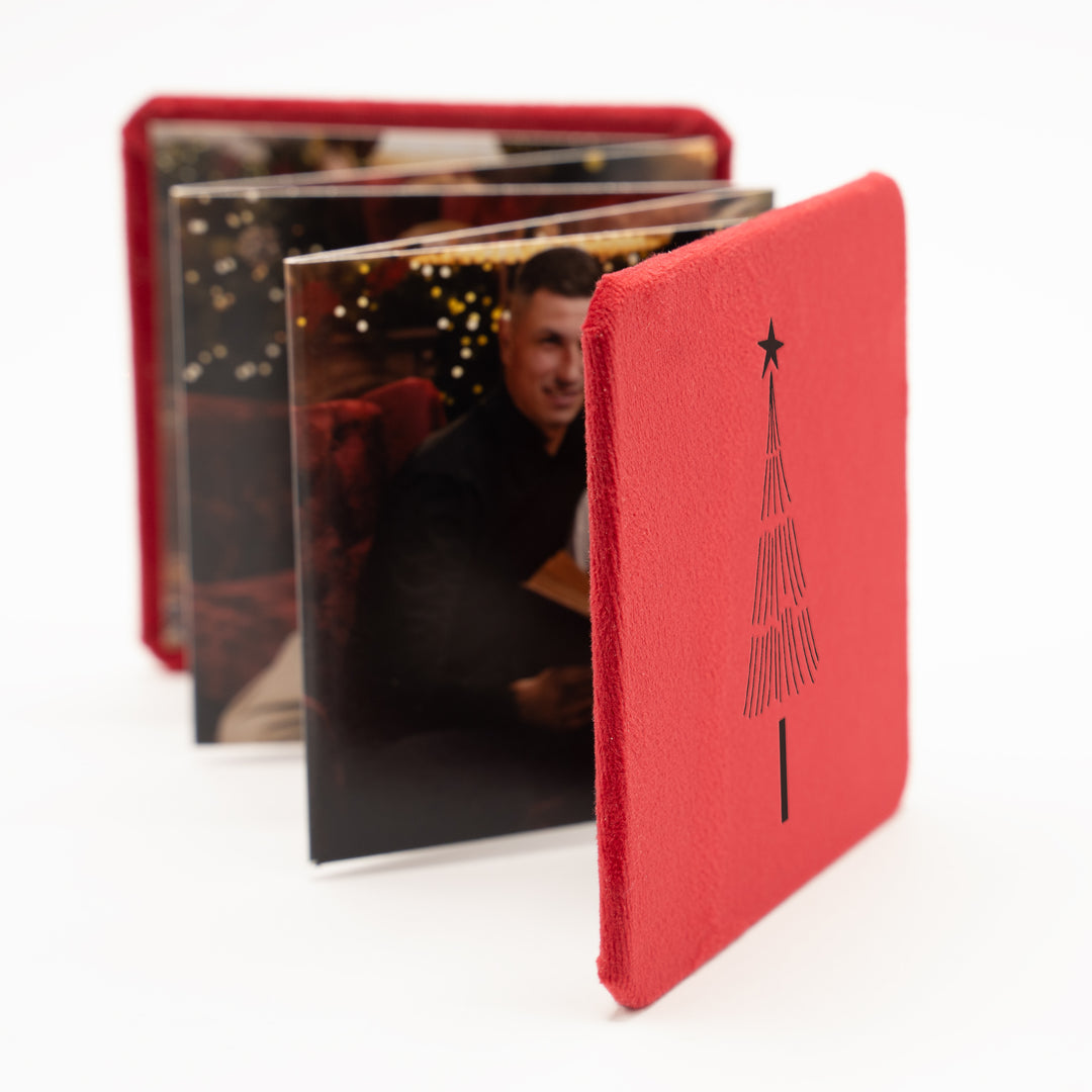 Album Acordeon pătrat cu coperta din catifea gravată