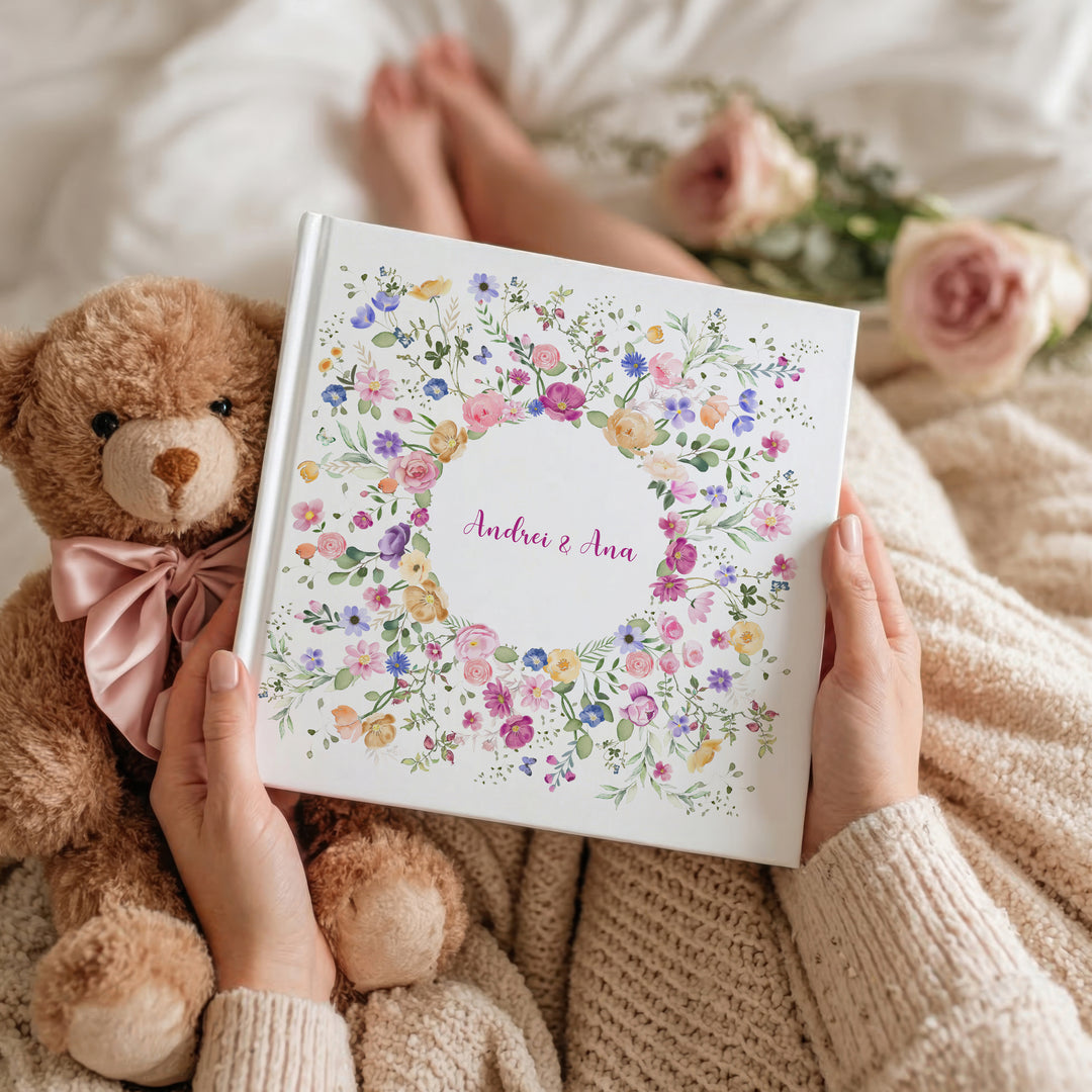 Album de Nuntă Floral – Copertă Foto Softtouch, Hardcover Premium No.01