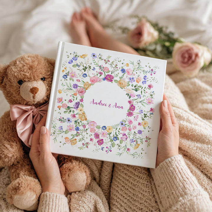 Album de Nuntă Floral – Copertă Foto Softtouch, Hardcover Premium No.01