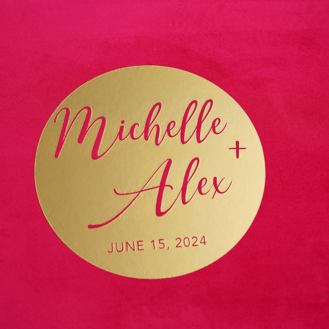Hot Pink Velvet Wedding Guest Book No.16 - Oscar Albums-Pagini Albe-Poze lipite-Carte de Oaspeti