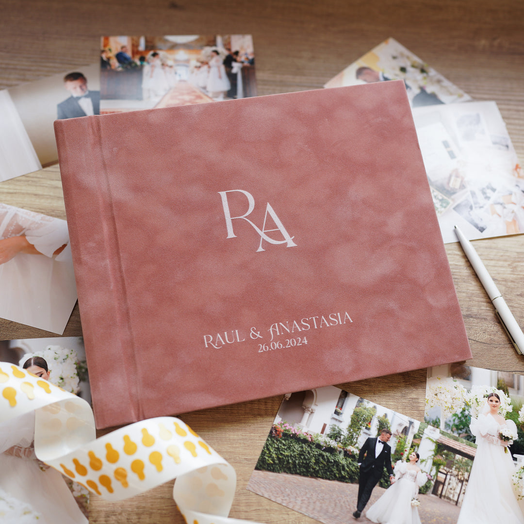 Guestbook SLIM  Personalizat din Catifea pentru Nunta