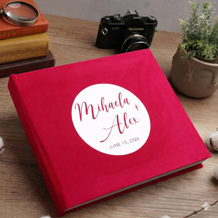 Hot Pink Velvet Wedding Guestbook Nunta No.16